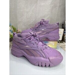 (P3) Reebok Womens Size 7 Cardi B Club V2 Puzzled Purple Sneakers Shoes